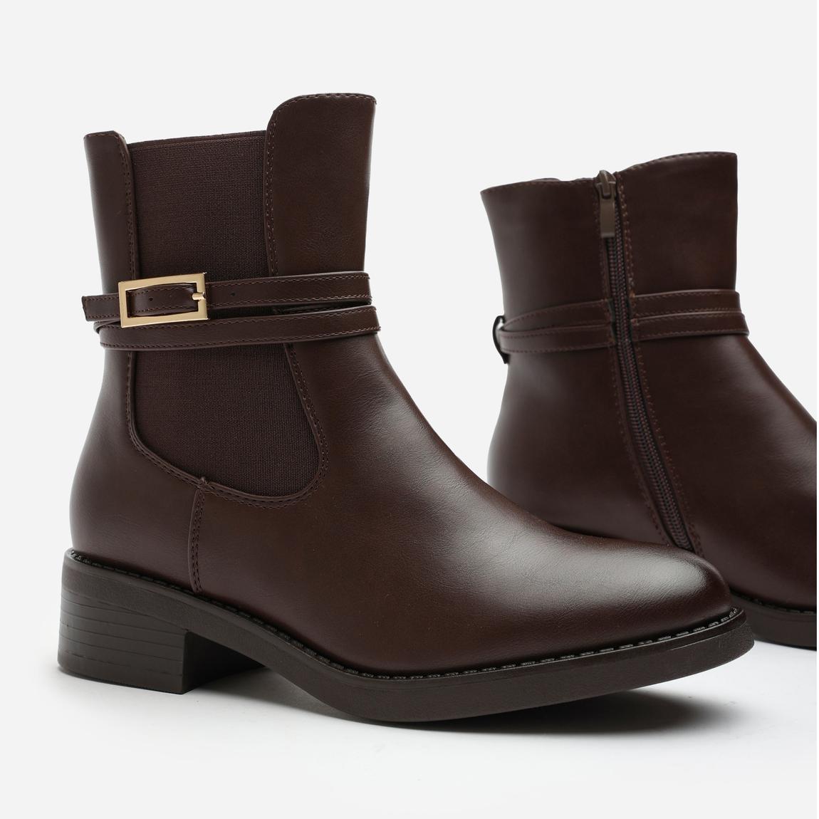 'Riya' Ankle Boot with Gold Buckle Detail main product photo