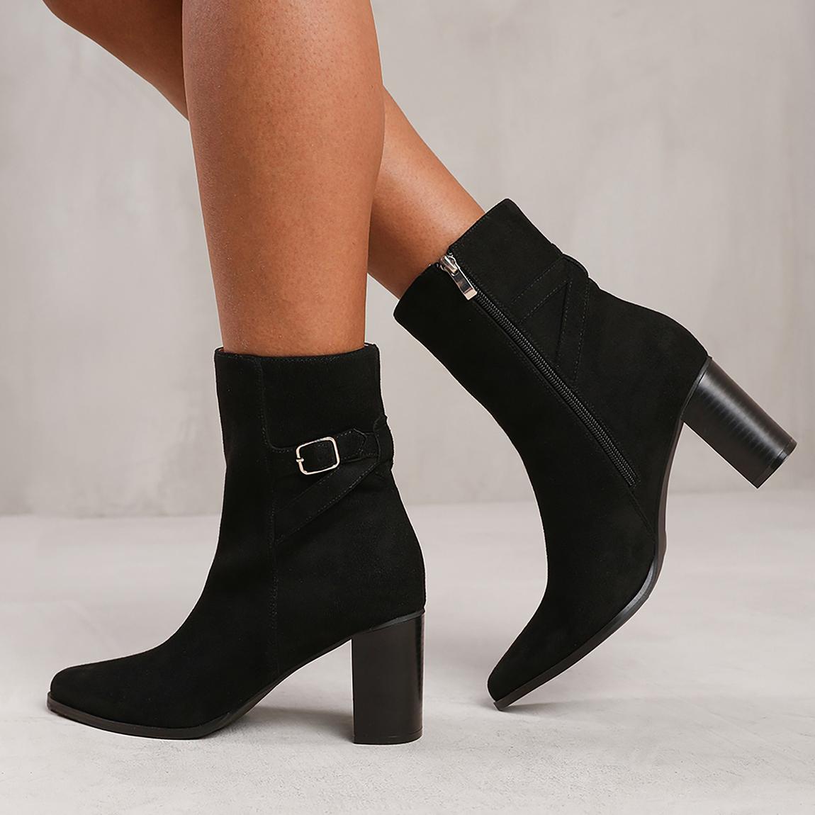 'North' Wide Fit Block Heel Boot With Buckle Detail main product photo
