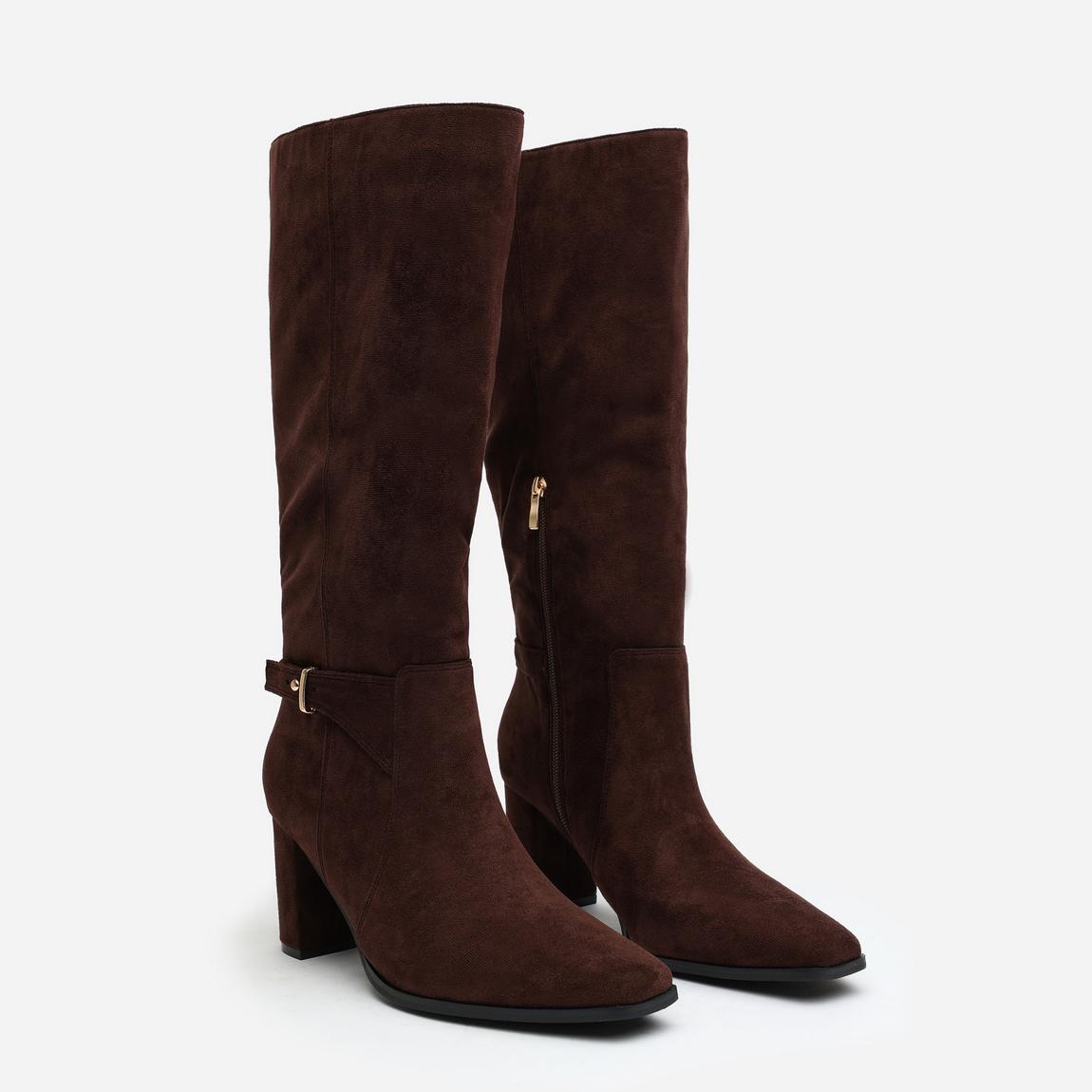 'Xenia' Knee High Heeled Boots With Side Zip main product photo