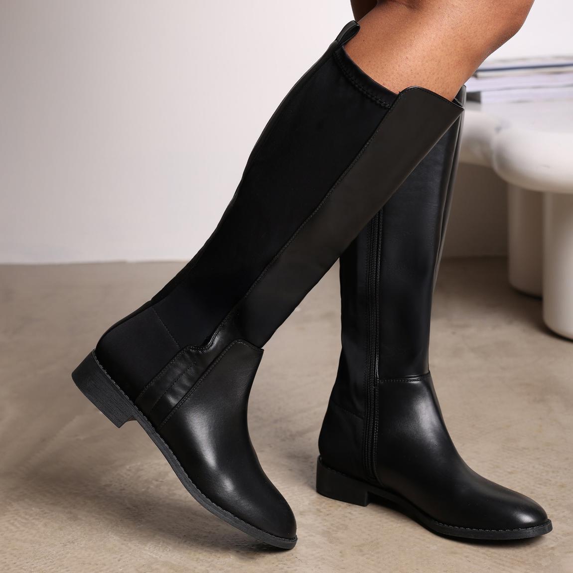 'Parker' Stretch Wide Calf Knee High Boots With Side Zip main product photo
