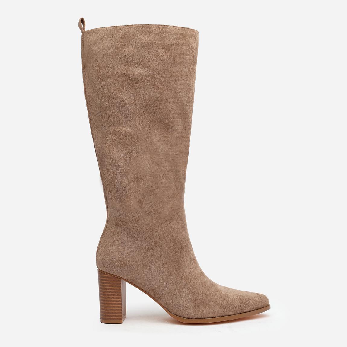'Delta' Block Heel Knee High Boots With Side Zip main product photo