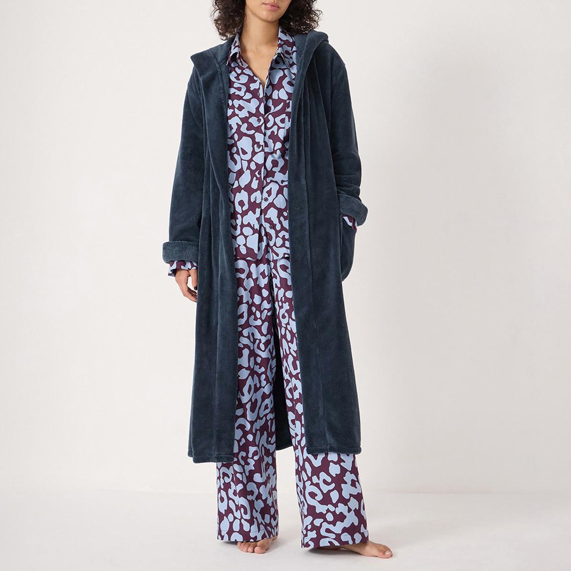 Teal Blue Fluffy Hooded Dressing Gown main product photo