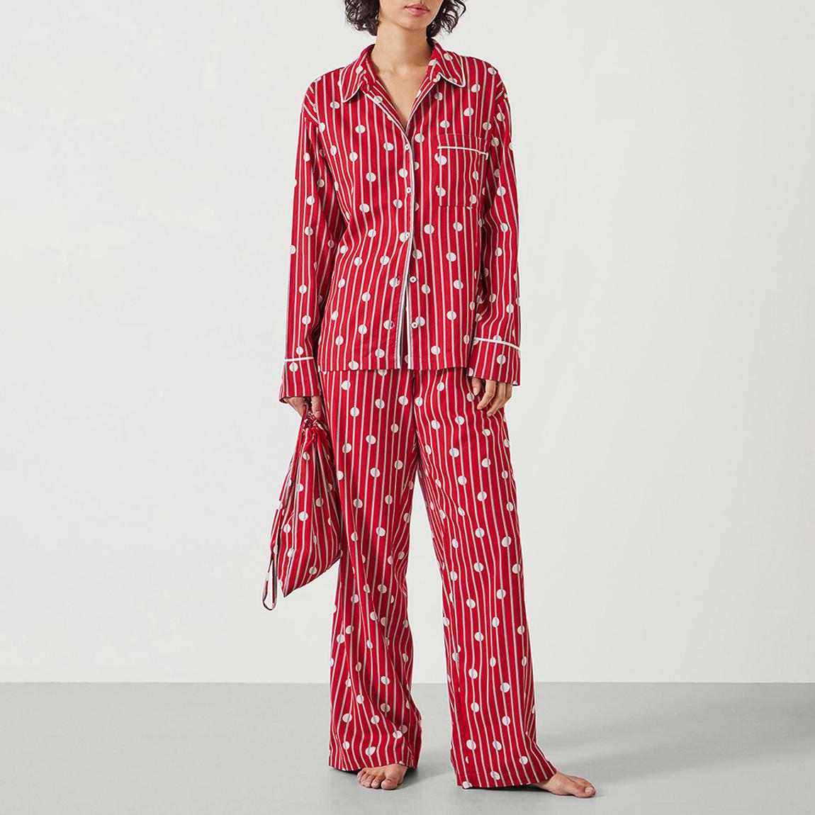 Red Mix Stripe Luella Brushed Cotton Stripe Polka Dot Pyjama Set main product photo