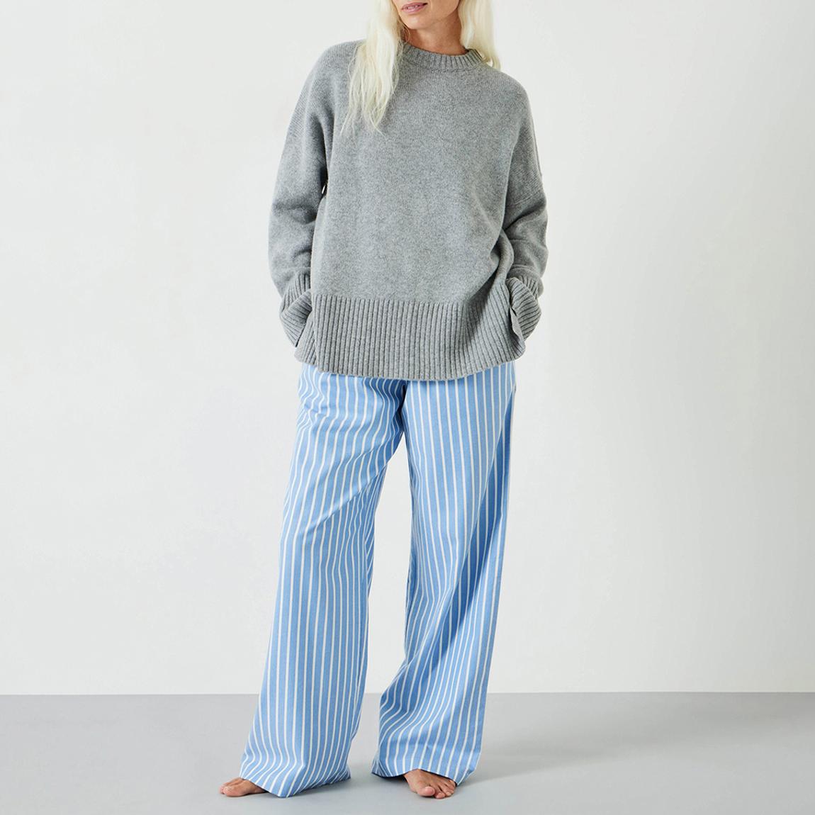 Blue/Ecru Stripe Amita Brushed Cotton Blend Pyjama Trousers main product photo