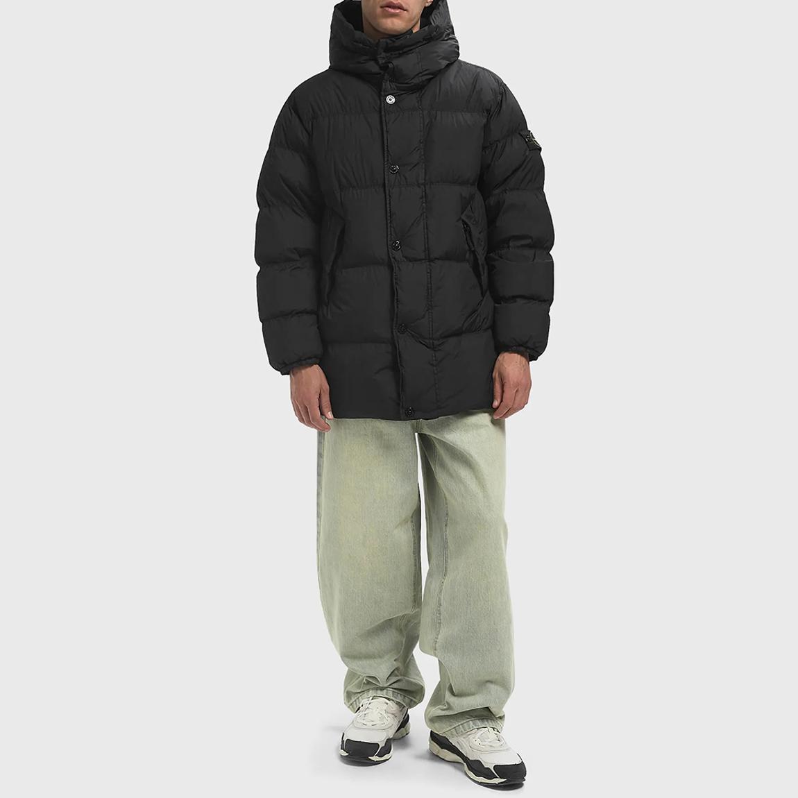 Black Crinkle Padded Down Zip Jacket main product photo