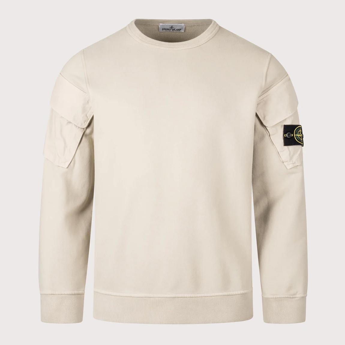 Ecru Pocket Design Cotton Sweatshirt main product photo