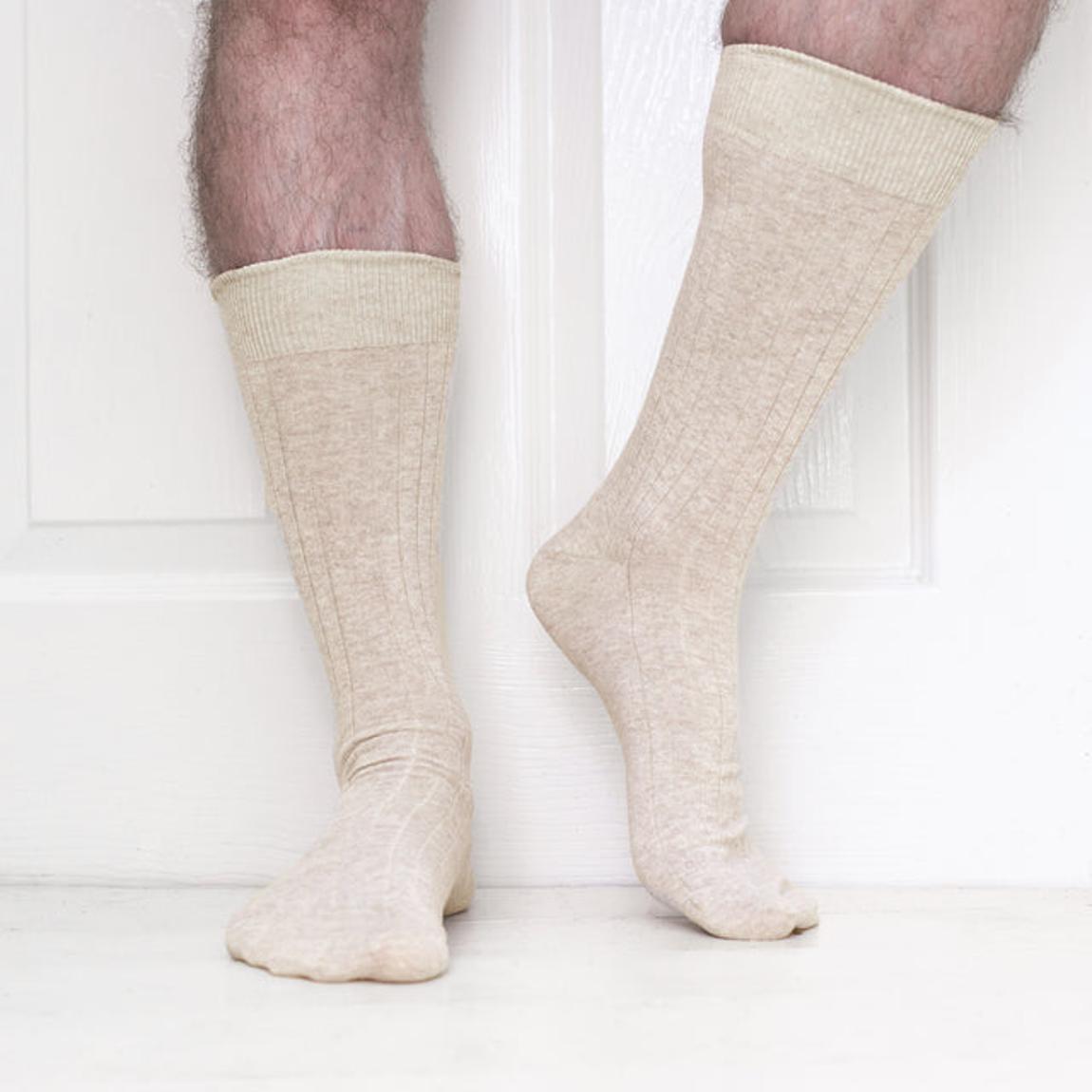 Oatmeal Marl Mens Soft Ribbed Socks - Large main product photo
