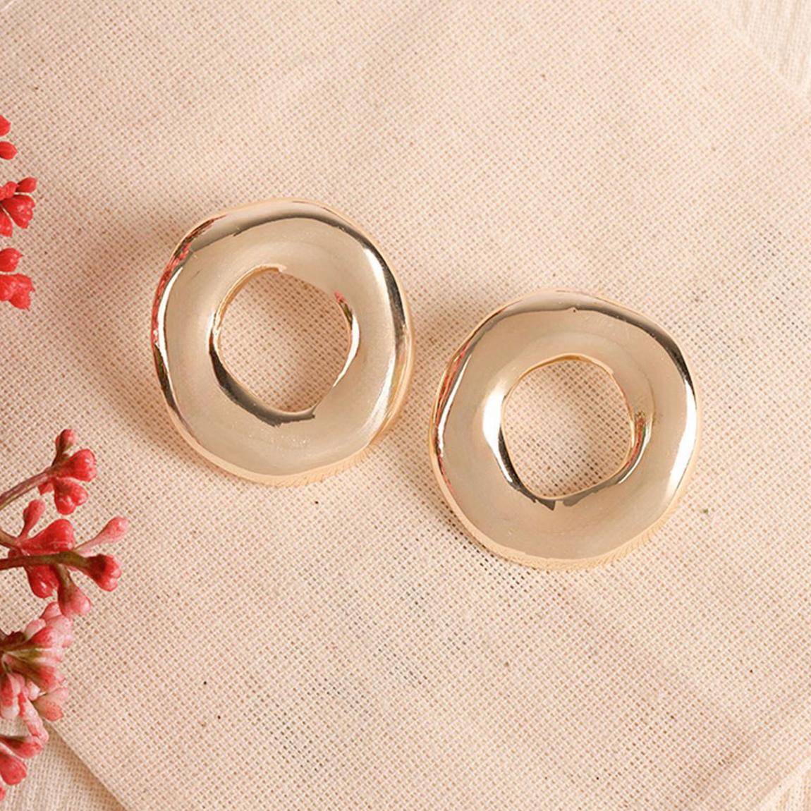 Gold-Plated Bold Circle Stud Earrings main product photo