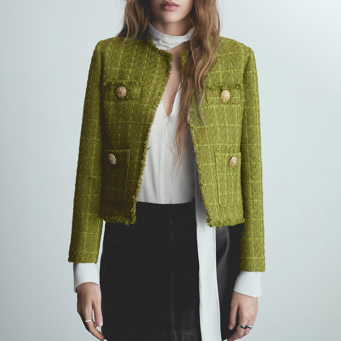 Green Tweed Cotton Blend Jacket main product photo