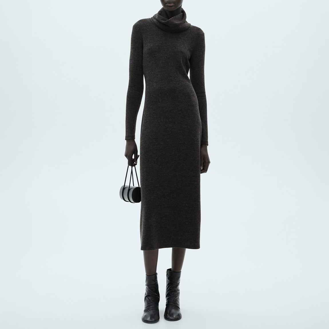 Mango Grey Knitted Turtleneck Dress - BrandAlley