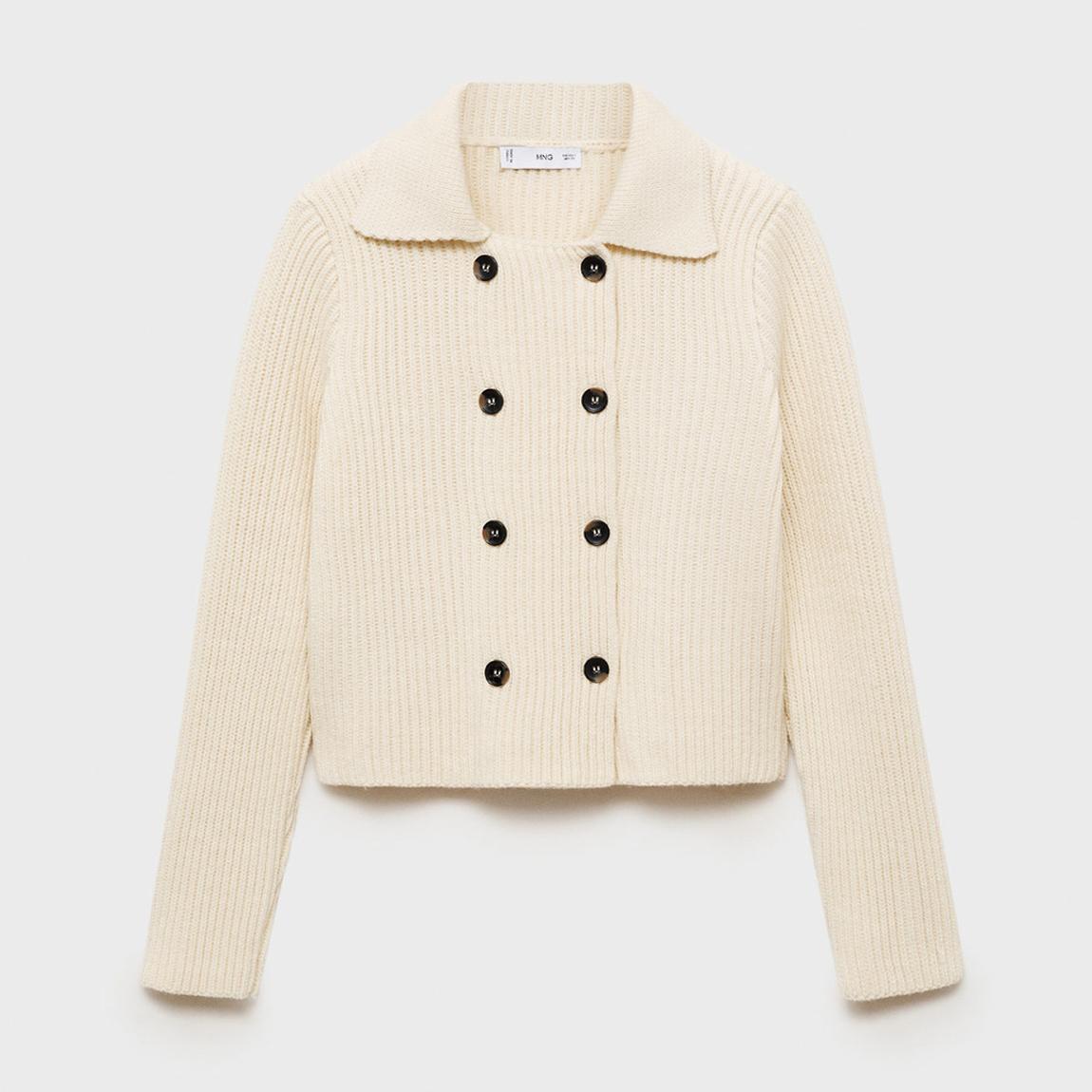 Cream Ribbed Jacket With Buttons main product photo