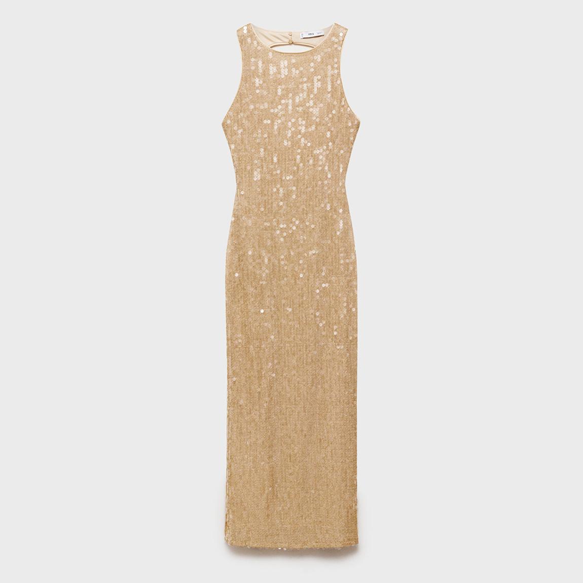 Mango Gold Scoop Back Sequin Dress - BrandAlley