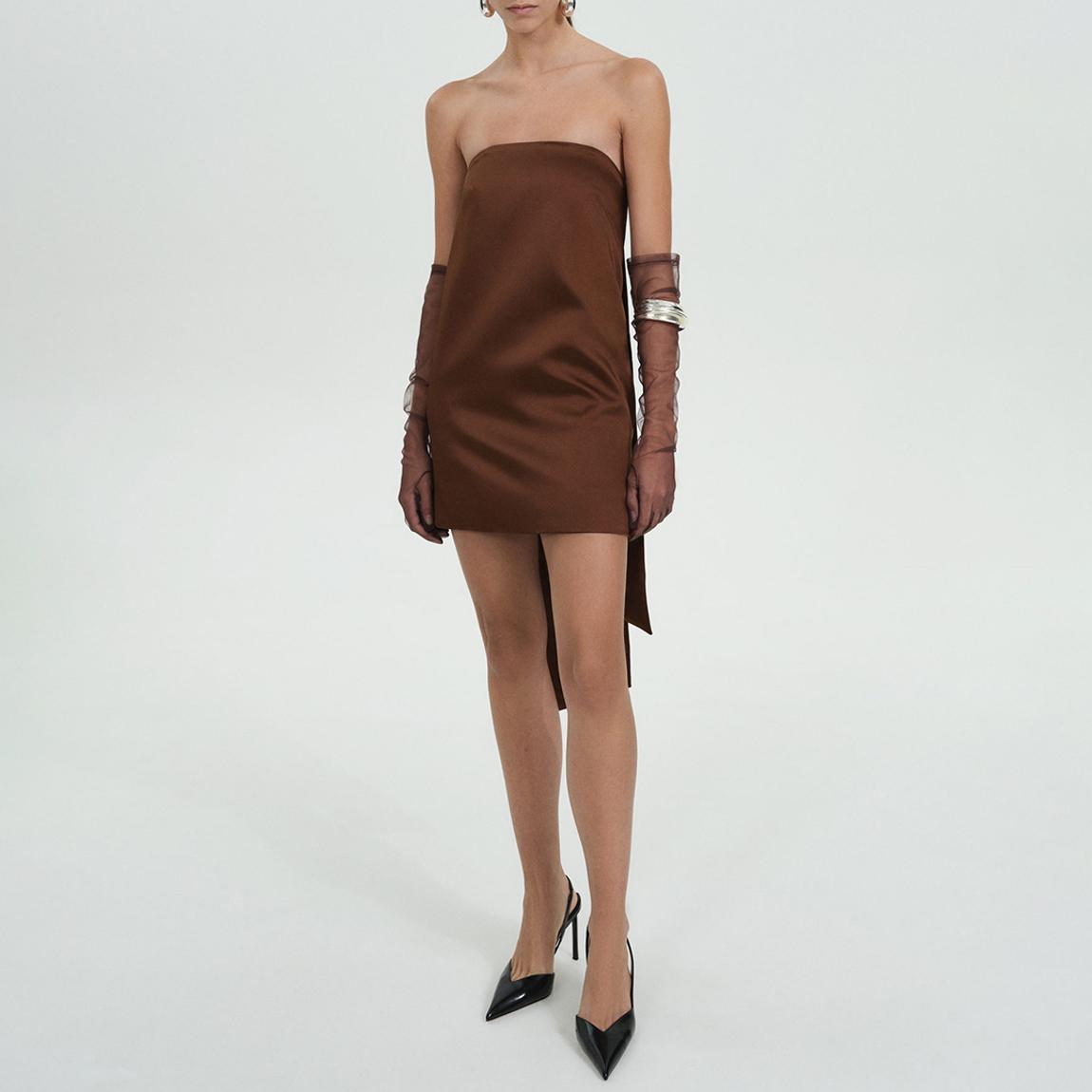 brown pointed dress shoes Chocolate Brown Satin Halter Neck Mini Dress