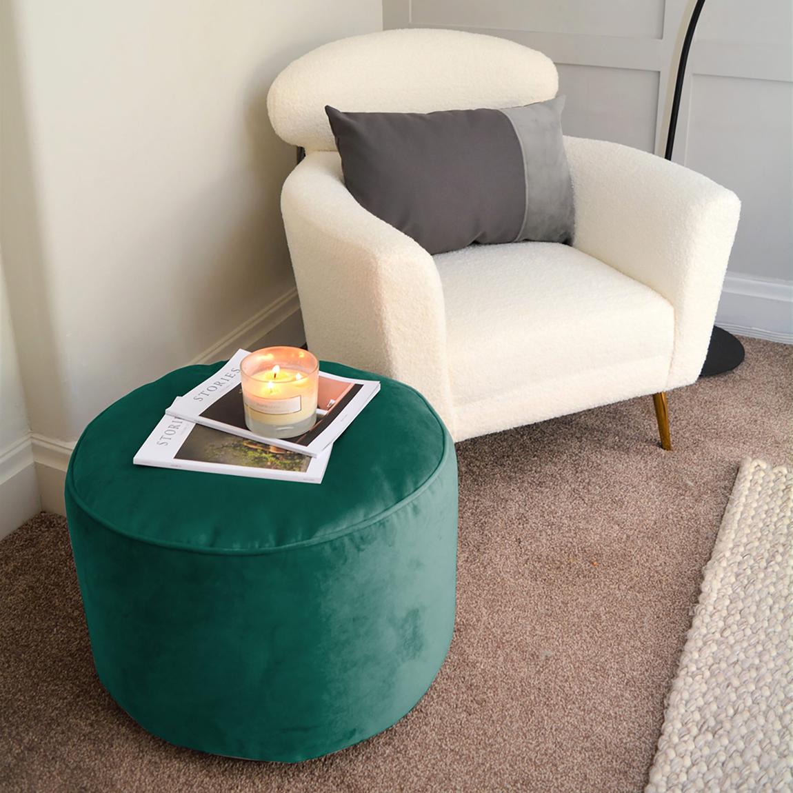 Velvet Pouffe Beanbag - Deep Teal main product photo