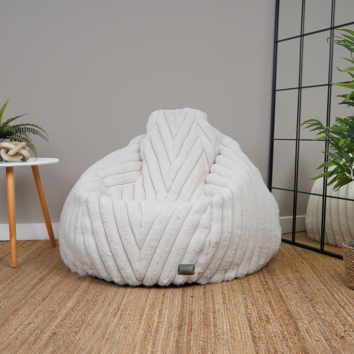 Serenity Slouchbag Adult Beanbag - Ribbed Faux Fur - Ivory main product photo