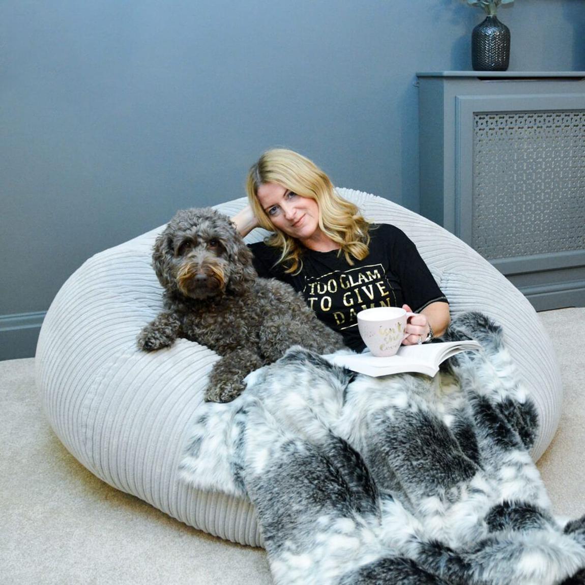 Adult Huge Goliath Bean Bag - Jumbo Corduroy - Platinum Grey main product photo