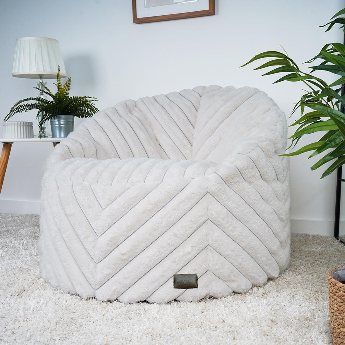 Serenity Zen Chair Beanbag - Ribbed Faux Fur - Ivory main product photo