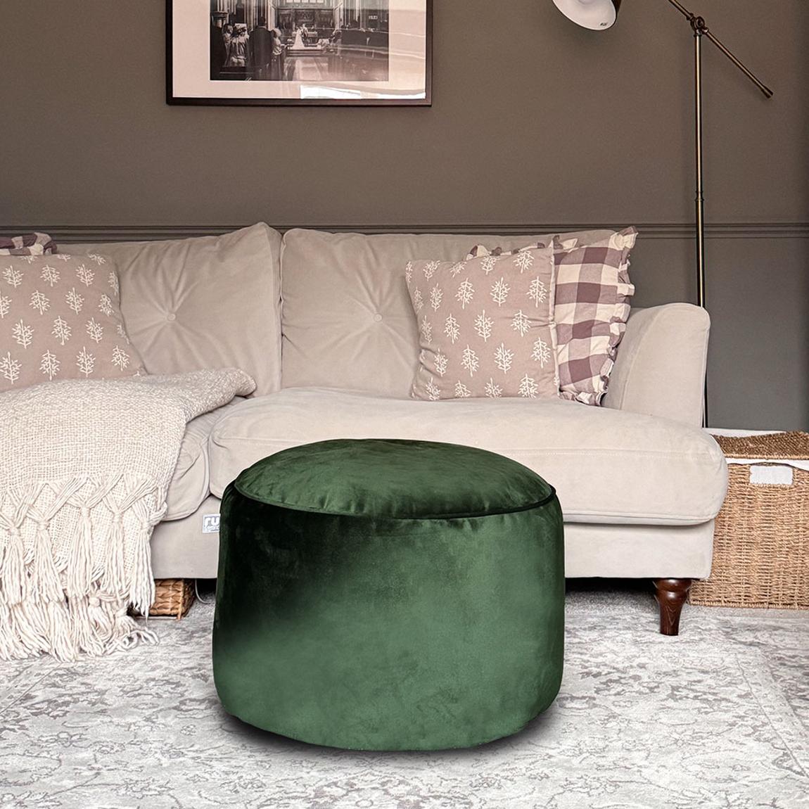 Velvet Pouffe Beanbag - Emerald Green main product photo