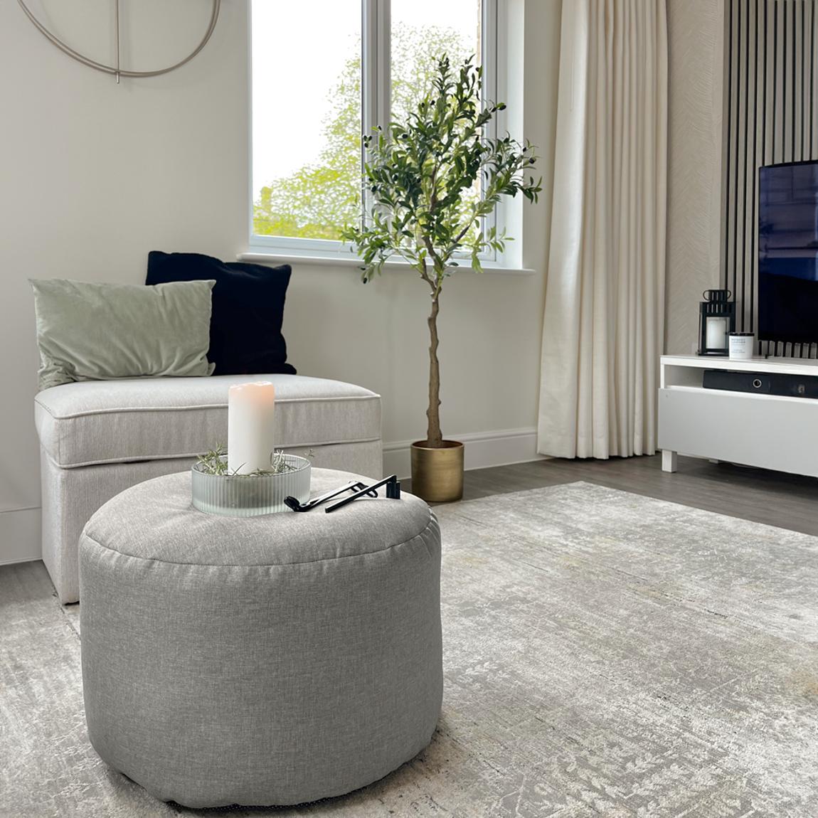 Pouffe Bean Bag Footstool - Barley - Platinum Grey main product photo