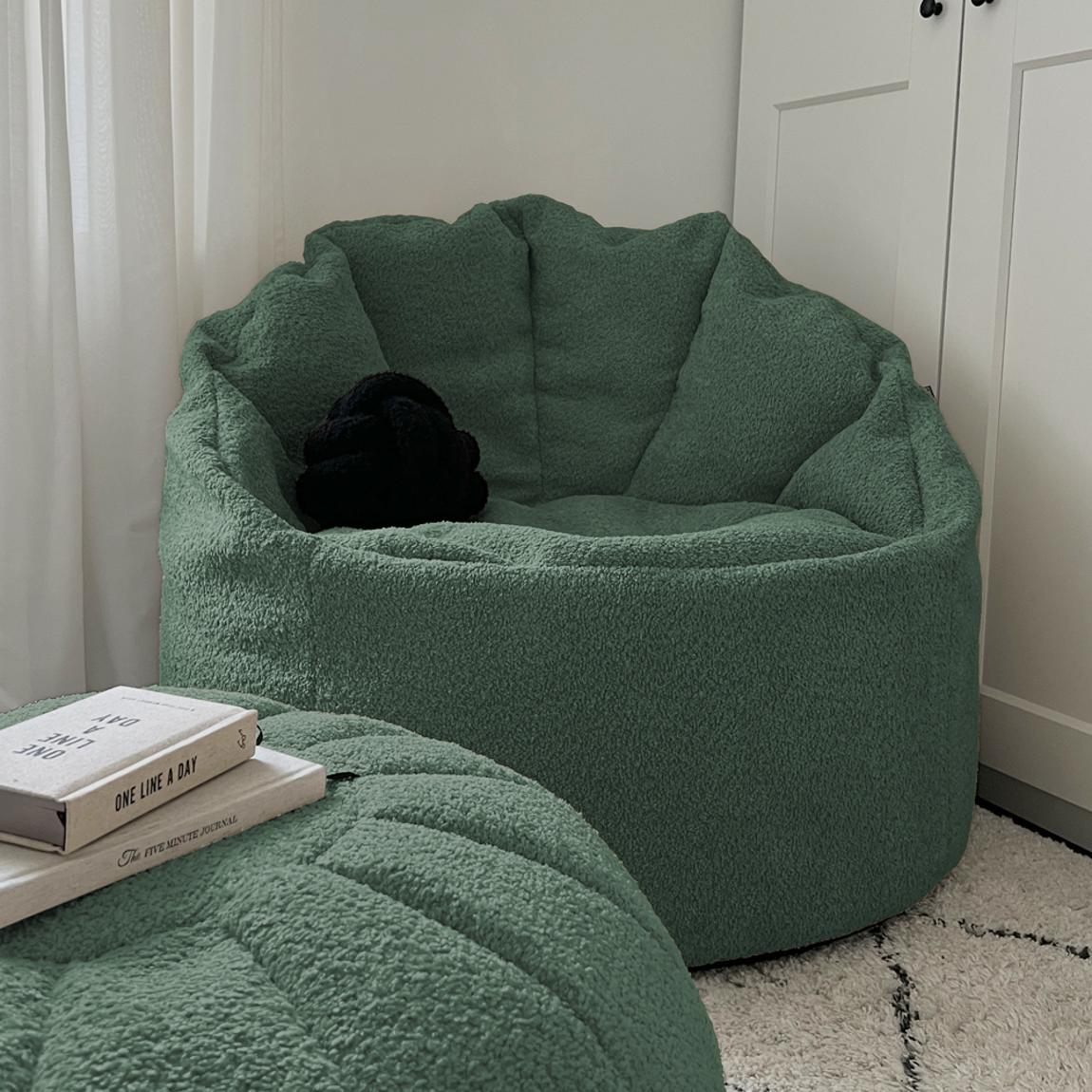 Cinema Chair Adult Bean Bag - Snug Boucle - Moss Green main product photo