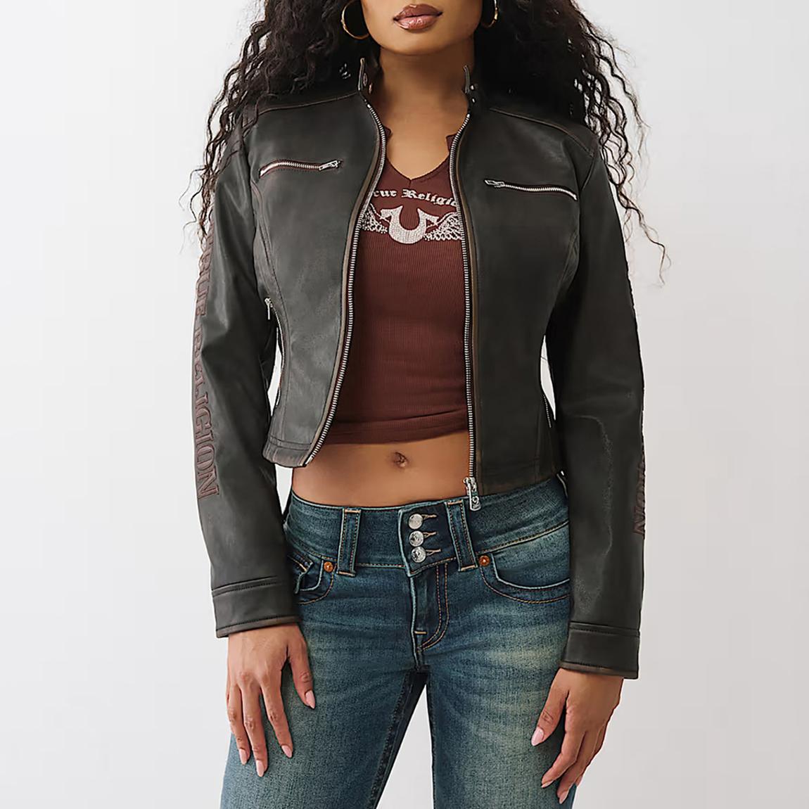 Washed Black Branded Racer Jacket main product photo