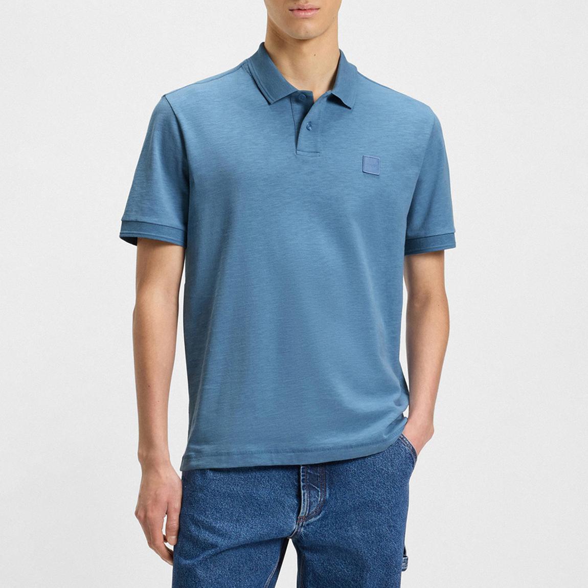 Blue Linen Blend Polo Shirt main product photo
