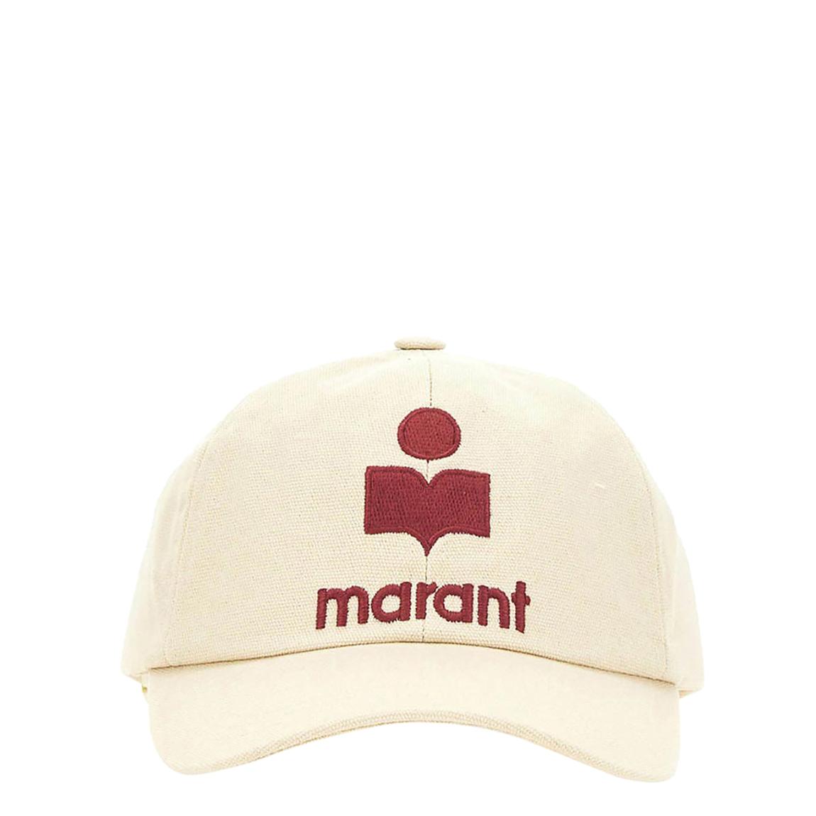 Beige Isabel Marant Tyron Logo Red Embroidered Cap main product photo