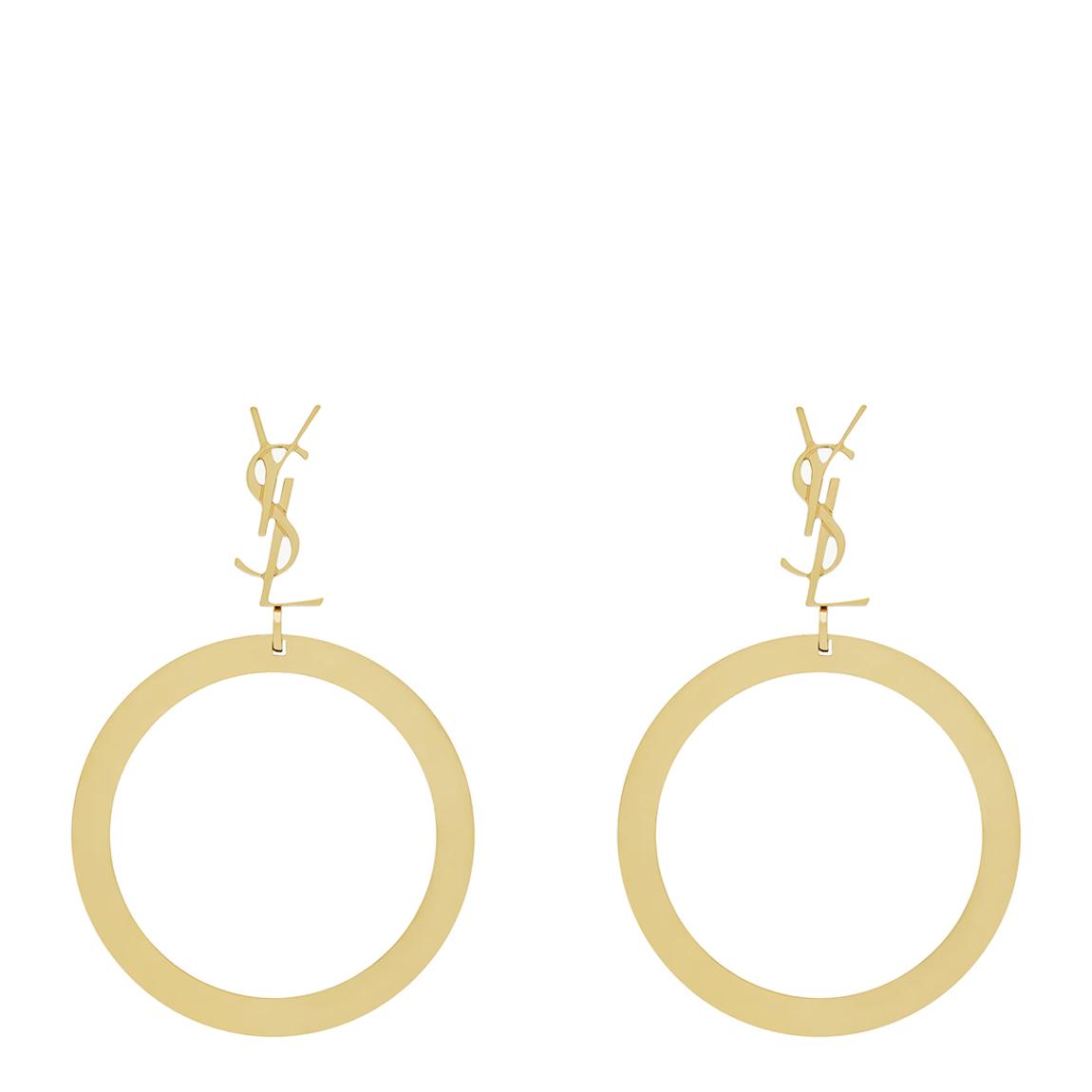 Gold Cassandre Saint Laurent Pendant Hoop Earrings main product photo
