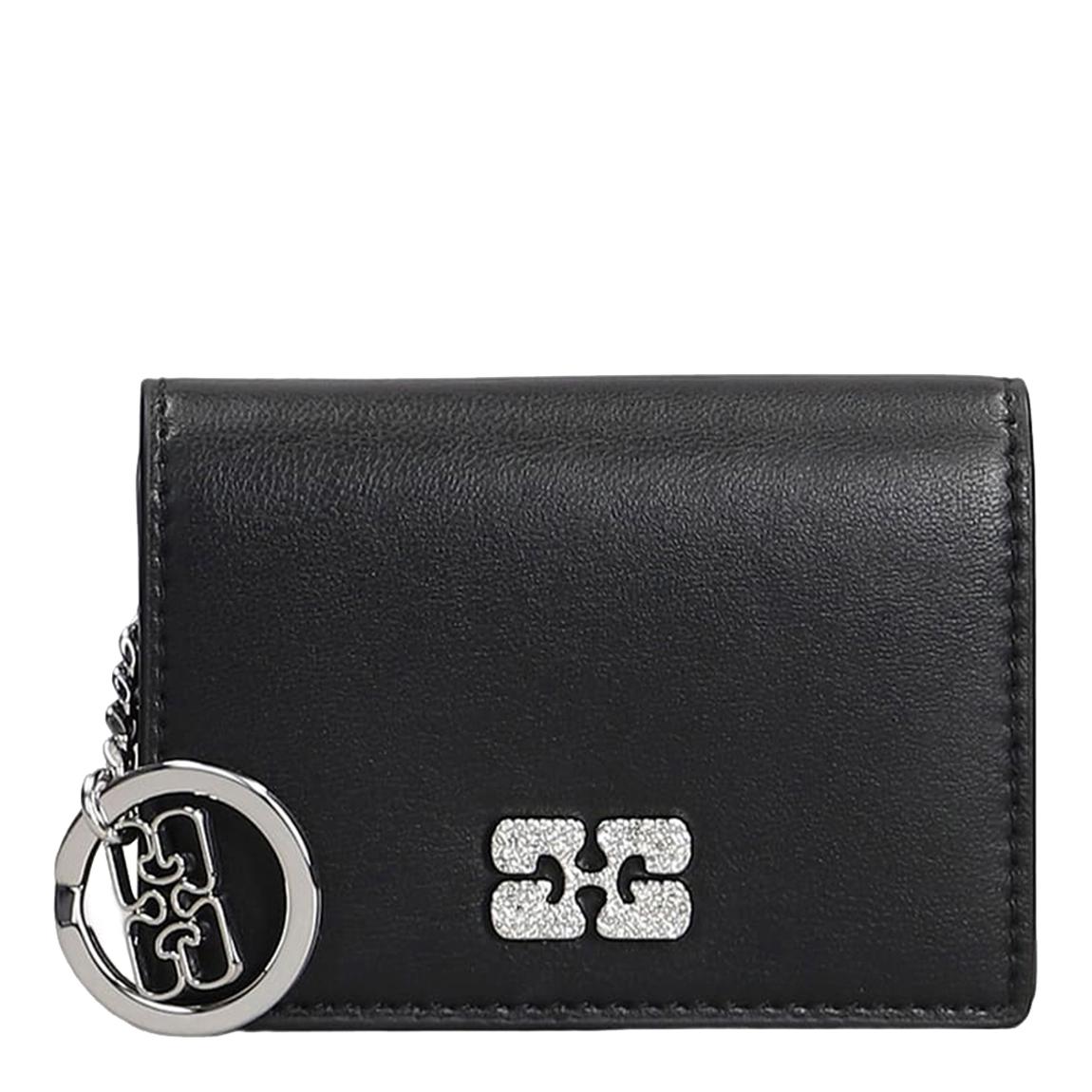 Black Ganni Diamante Bou Flap Wallet main product photo
