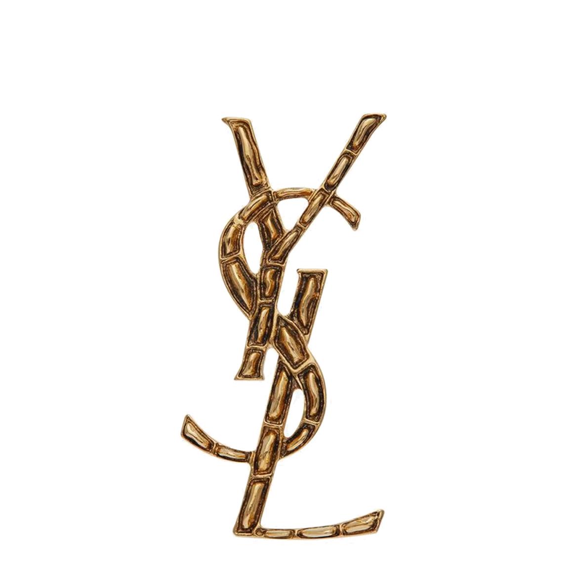 Gold Saint Laurent Cassandre Crocodile Brooch main product photo