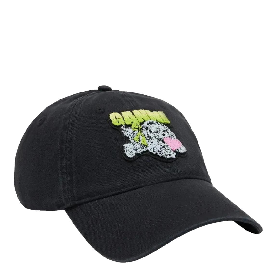 Black Ganni Puppy Organic Cotton Baseball Cap main product photo