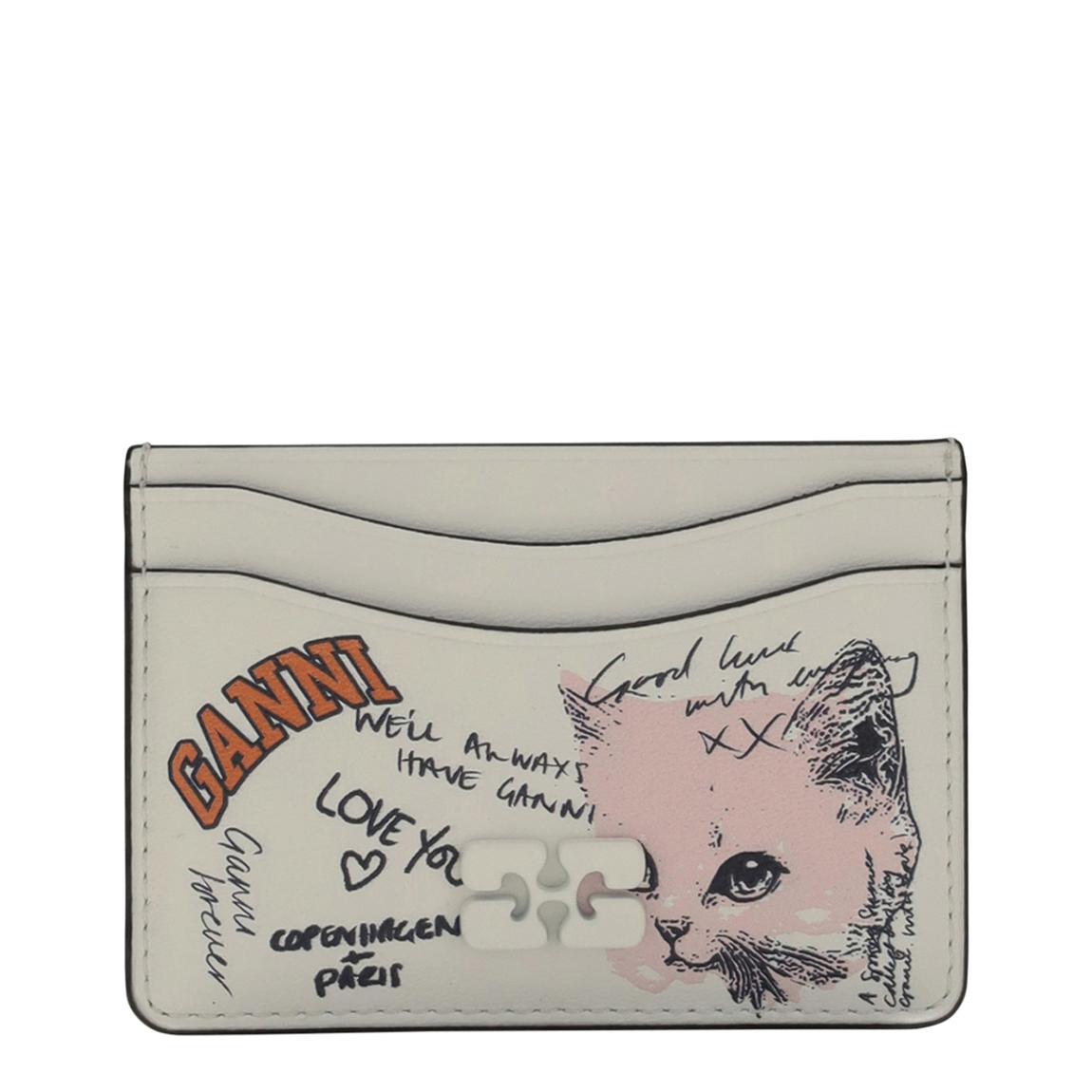 Grey Ganni Graphic Print Card Holder main product photo