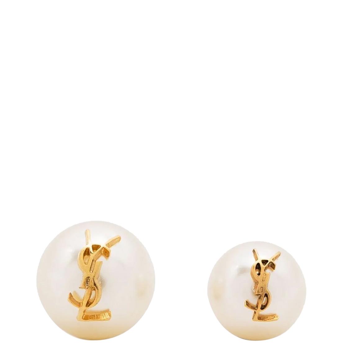 Gold & Pearl Saint Laurent Cassandre Asymmetrical Earrings main product photo