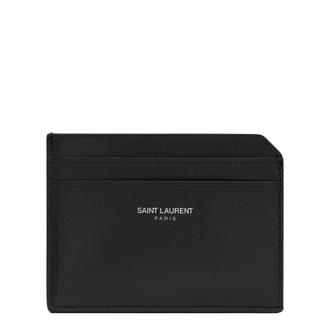 Black Saint Laurent Paris Open Leather Card Case main product photo