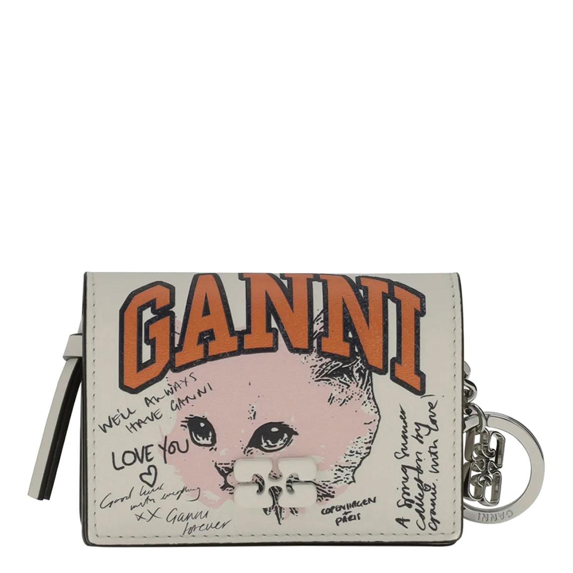 Beige Ganni Kitty Card Holder main product photo