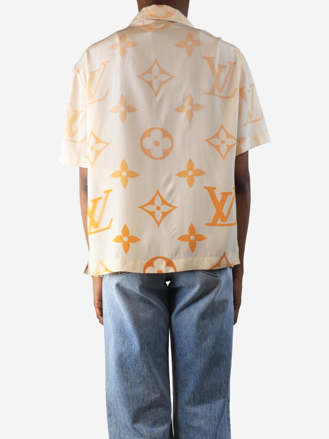 Orange monogram silk top main product photo