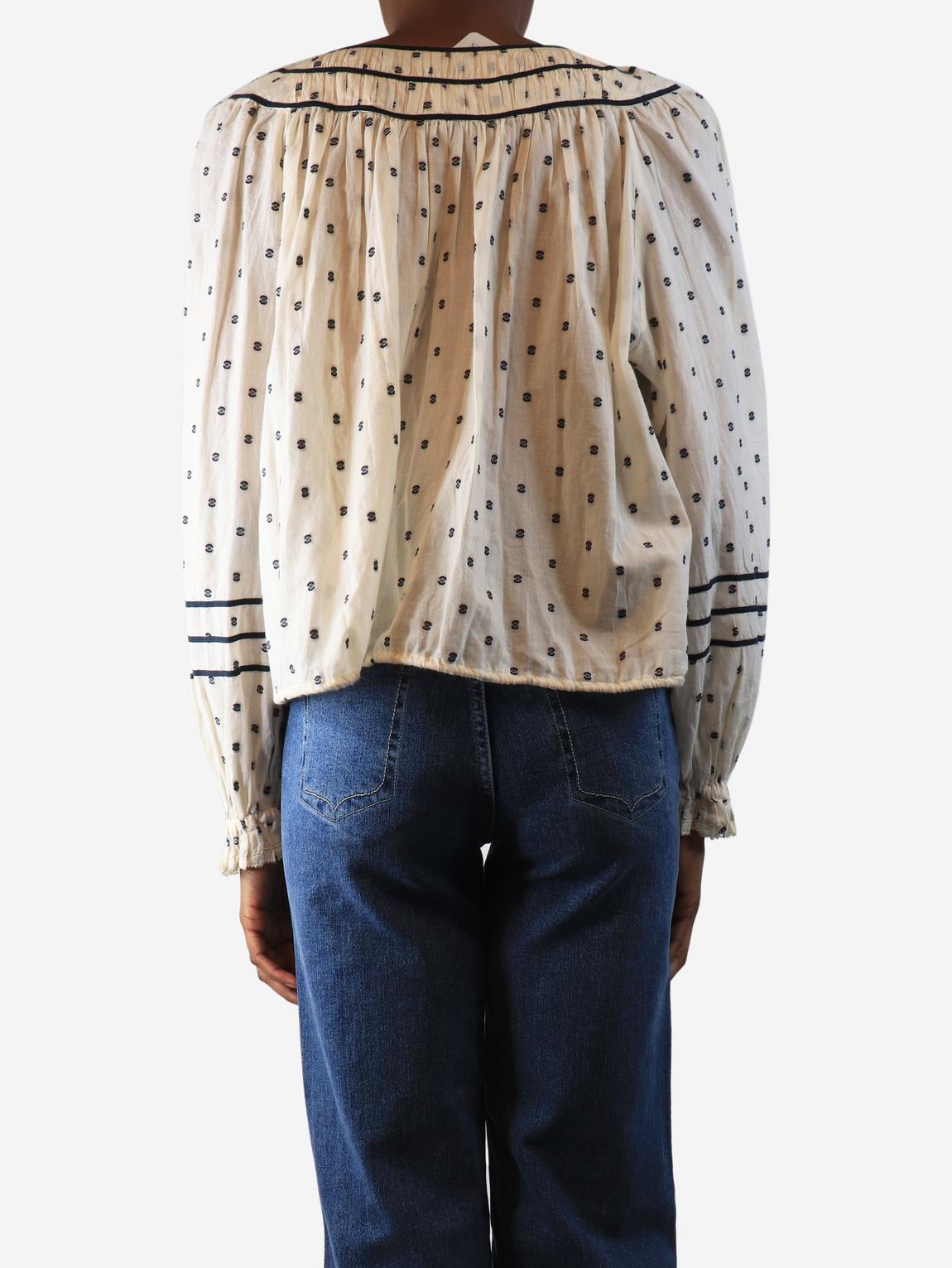 Cream puff-sleeved cotton blouse main product photo