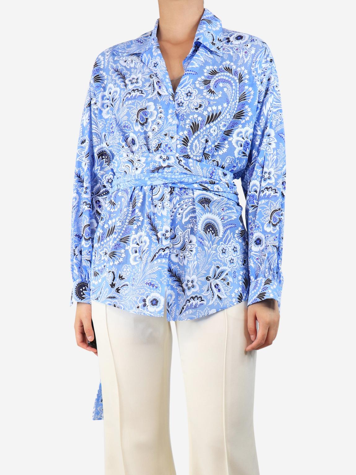 Blue floral and paisley blouse main product photo