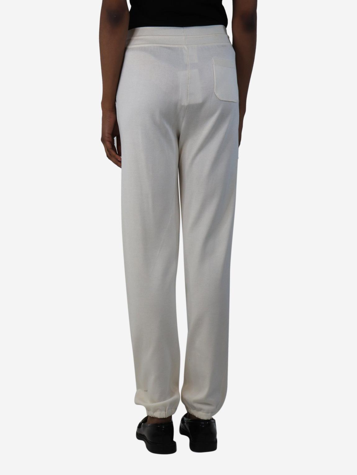 Cream silk-blend joggers main product photo