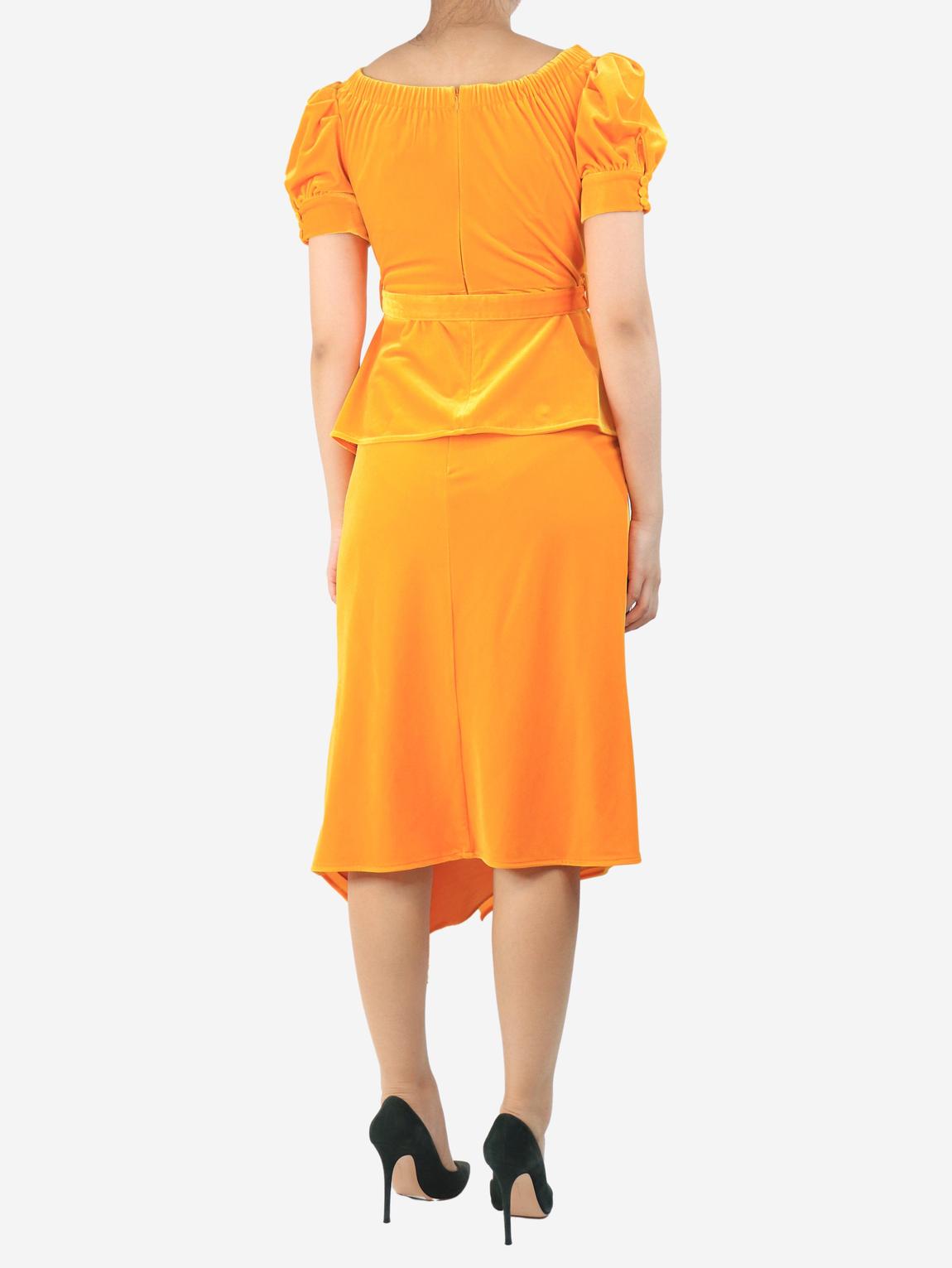 Orange velour top and skirt set main product photo