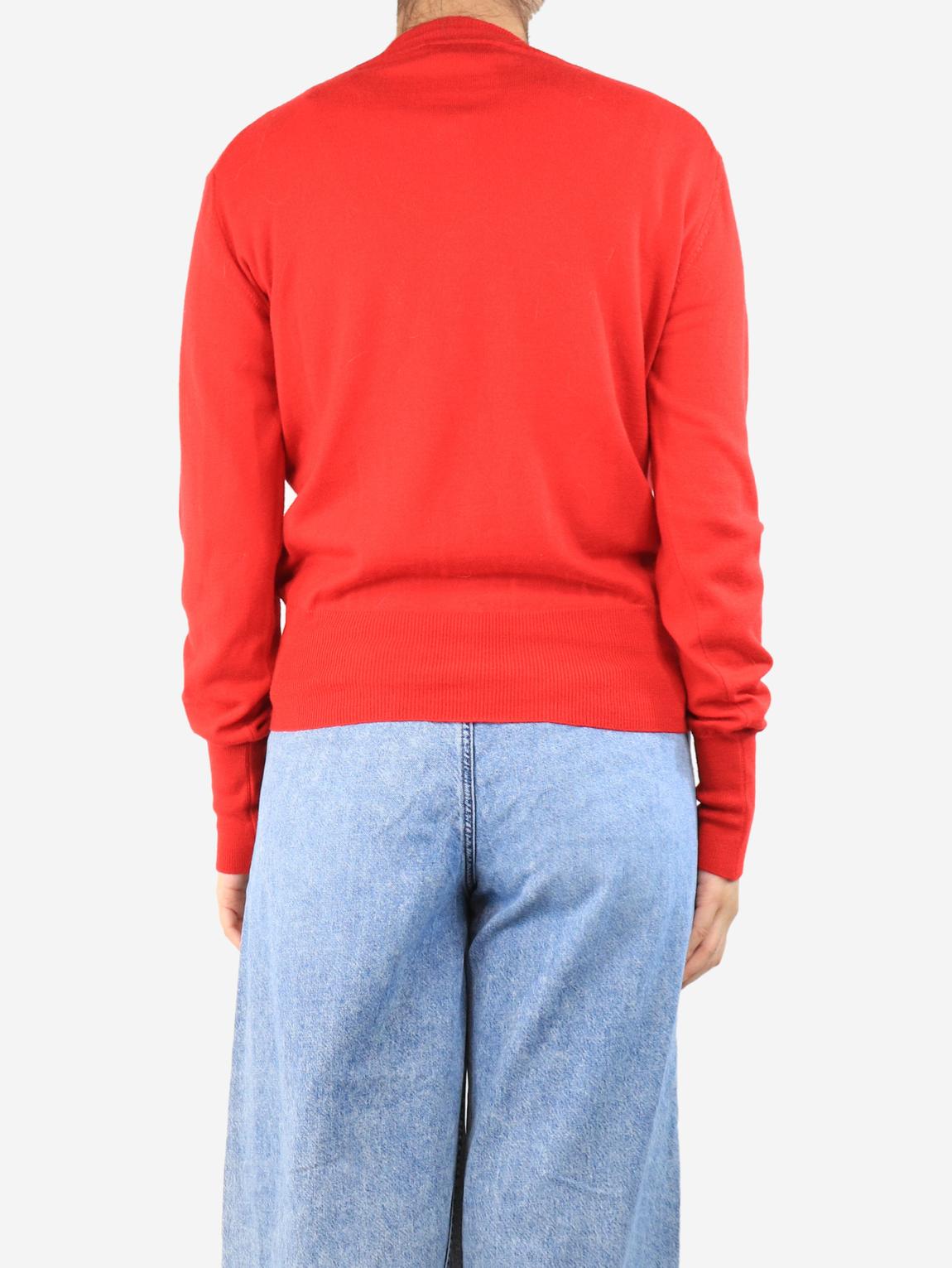 Red cardigan and knit top set main product photo