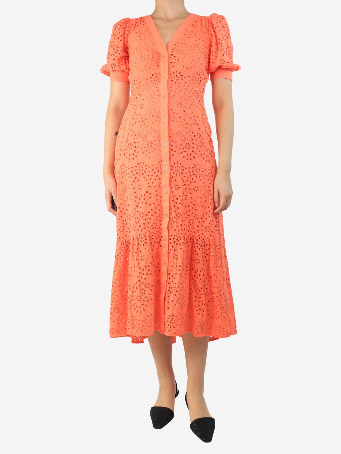 Coral broderie-anglaise midi dress main product photo