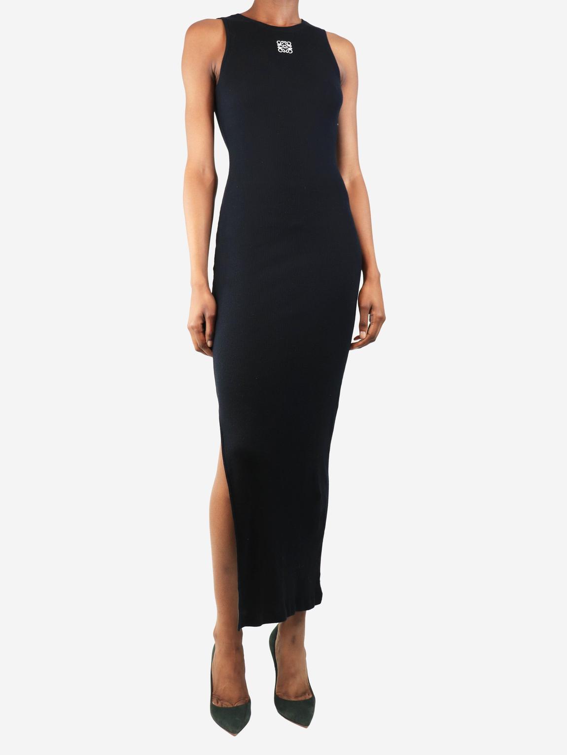 Black ribbed body-con logo dress main product photo