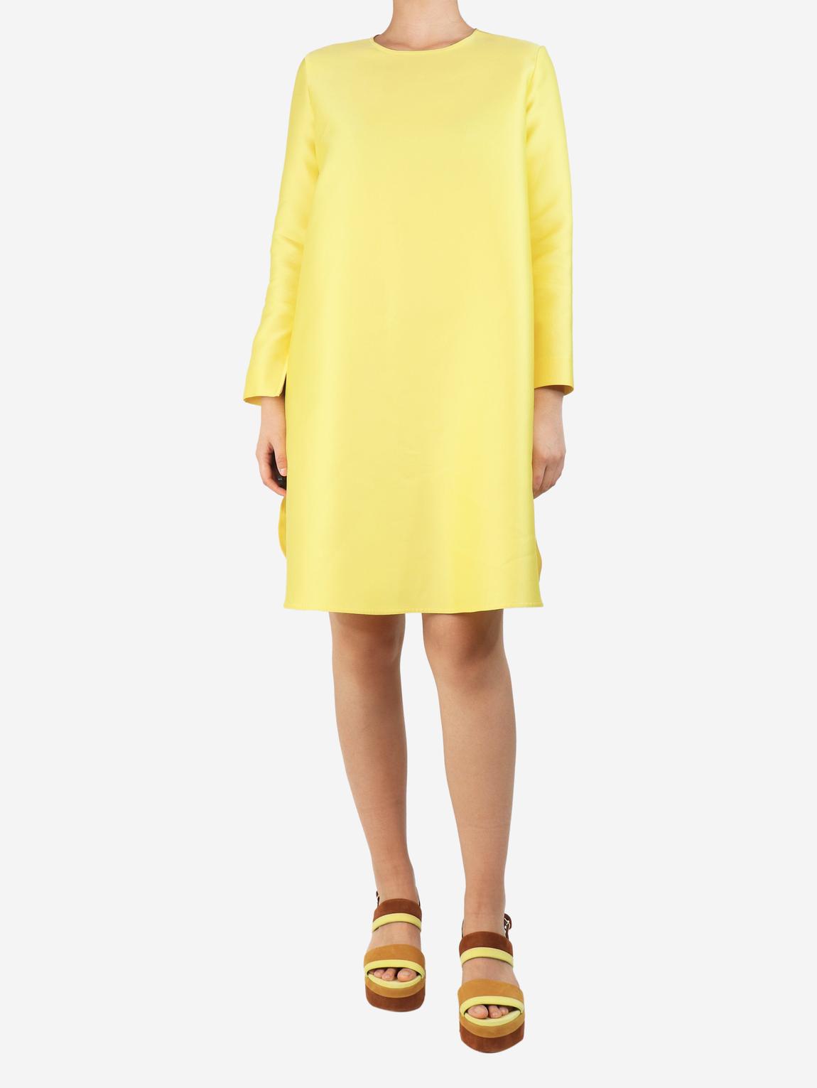 Yellow silk-blend shift dress main product photo
