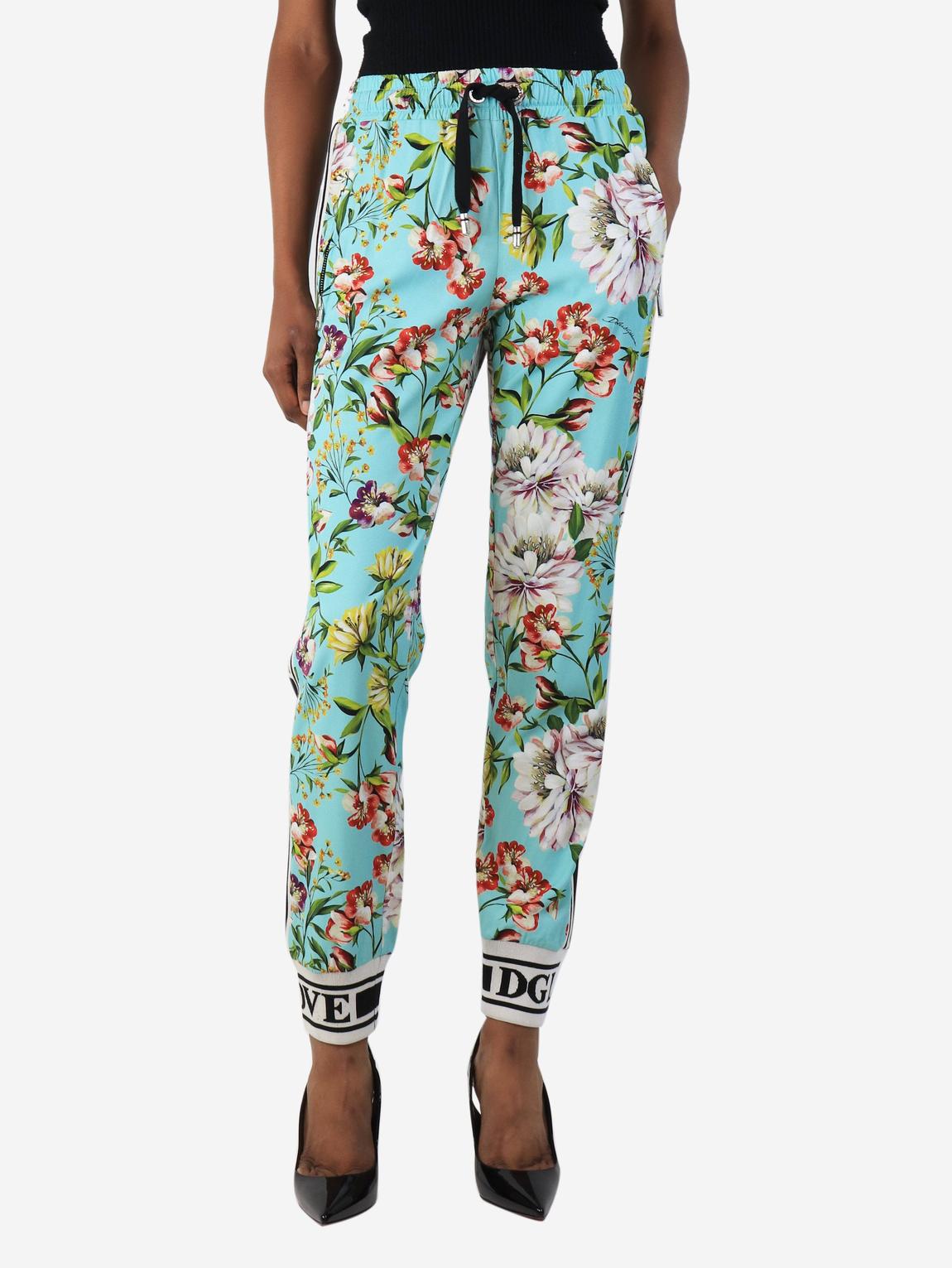 Blue floral joggers main product photo