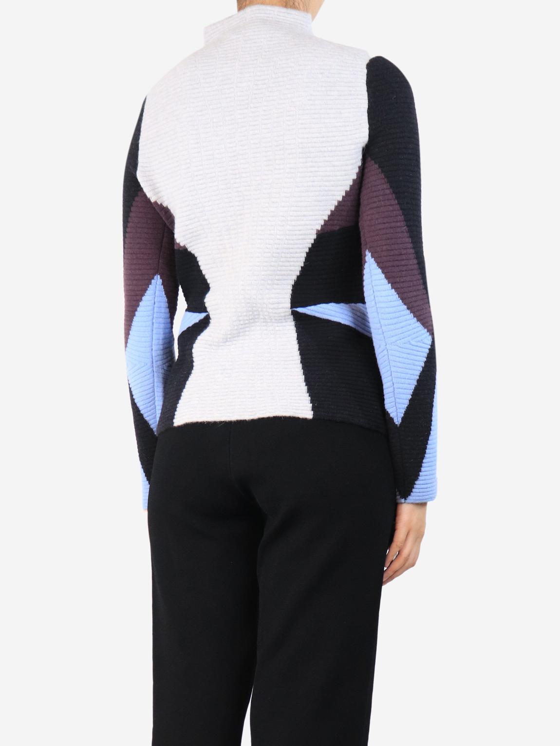 Multi coloured mock neck knit top main product photo