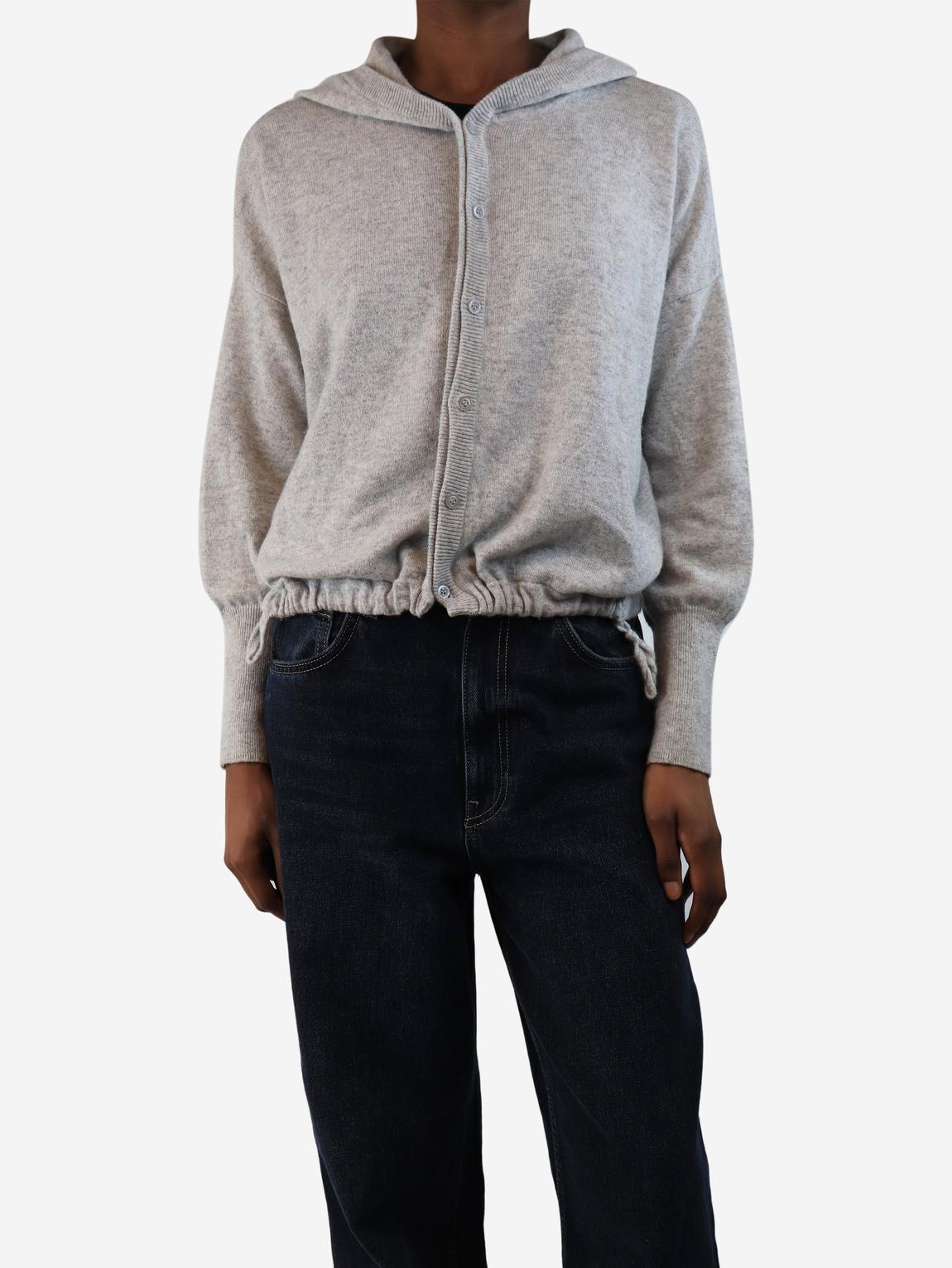 Ash grey hooded cashmere cardigan main product photo