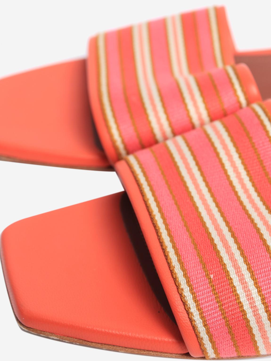 Orange leather square-toe sandals main product photo