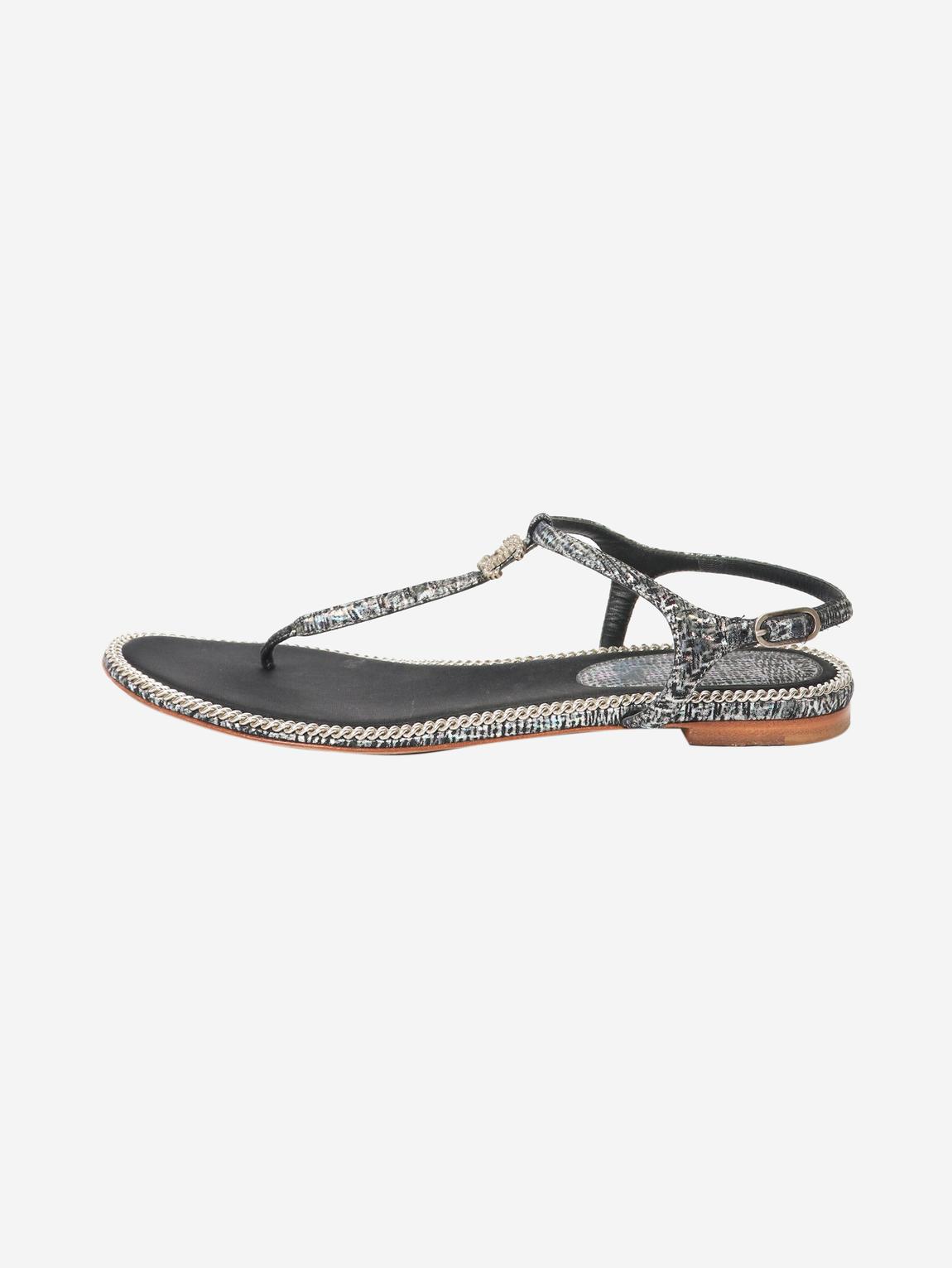 Black and navy thong sandals main product photo