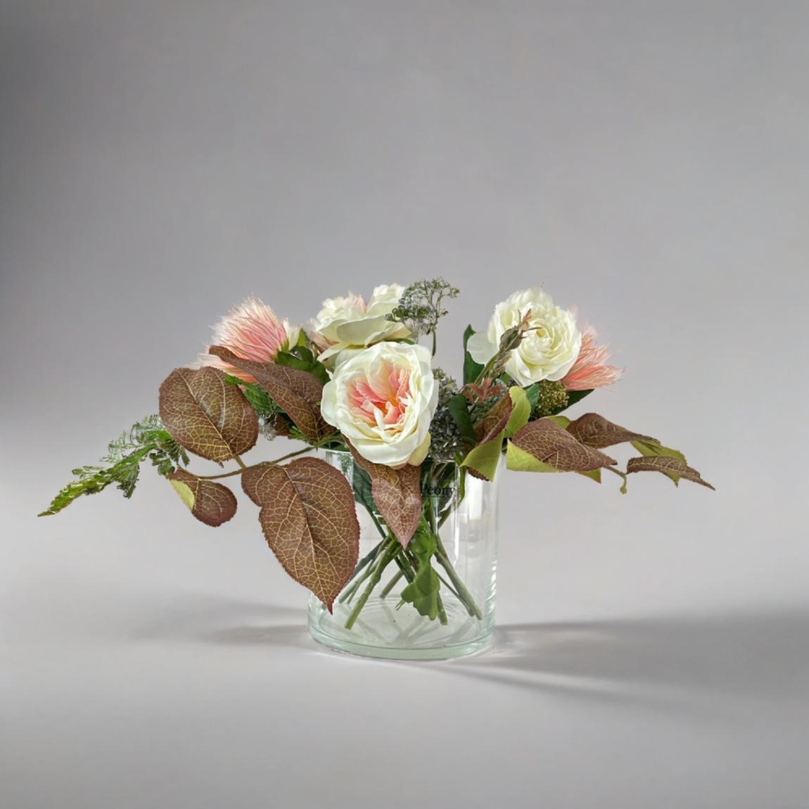 Roses, Chrysanthemums, Ranuncula and Foliage in a Cylinder Vase main product photo